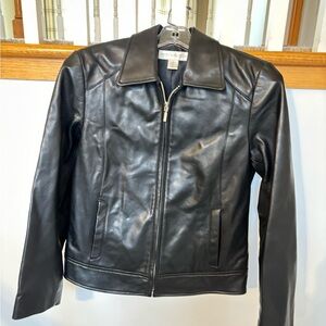 Women’s black leather coat